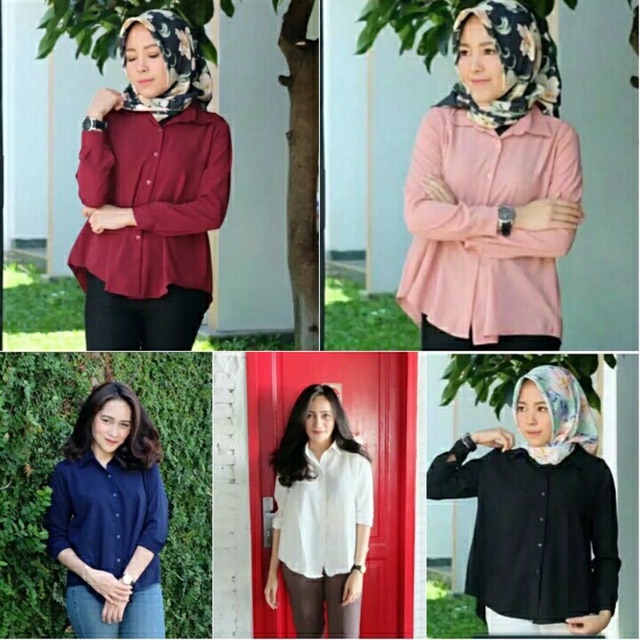 Kemeja basic wolfis wanita | kemeja polos wolfis | Atasan kemeja