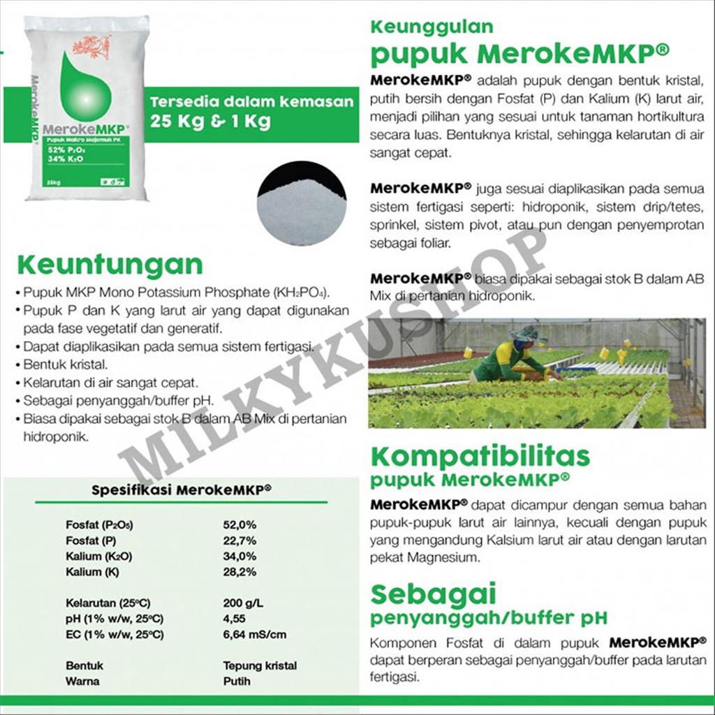 PUPUK MEROKE MKP 1 KG KEMASAN PABRIK MONO KALIUM PHOSPHATE HIDROPONIK