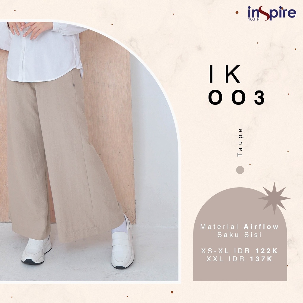 Inspire Kulot IK 03 Bahan Airflow Bawahan Wanita Muslimah Kulot Kekinian by Inspire bisa COD