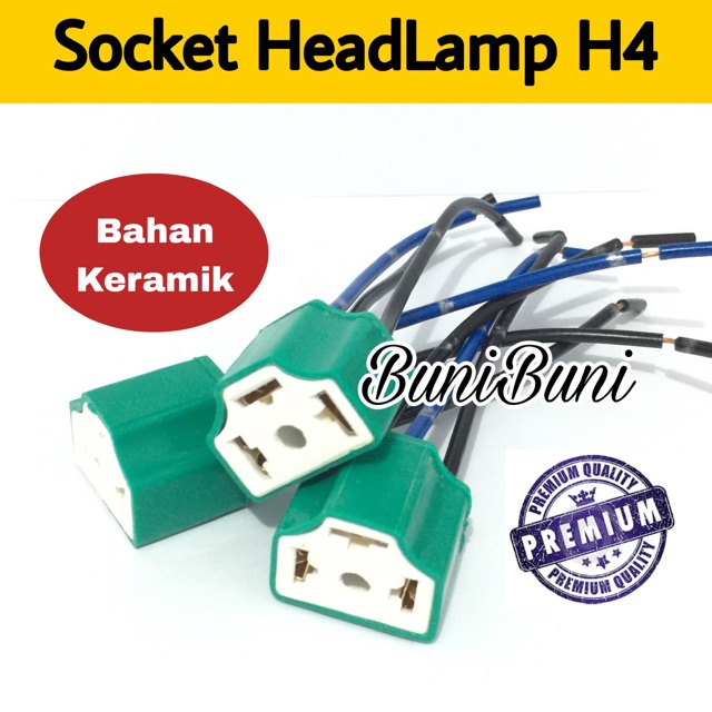 Socket / Soket Lampu Besar Halogen H4 / Lampu Depan Headlamp Mobil Bahan Keramik Tahan Panas