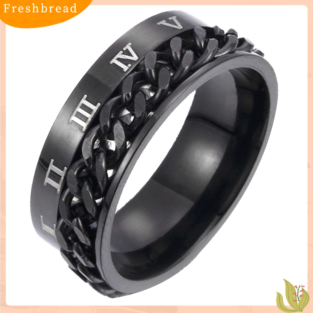 Fresh| Cincin Titanium Steel Model Rantai Twist Angka Romawi Untuk Unisex