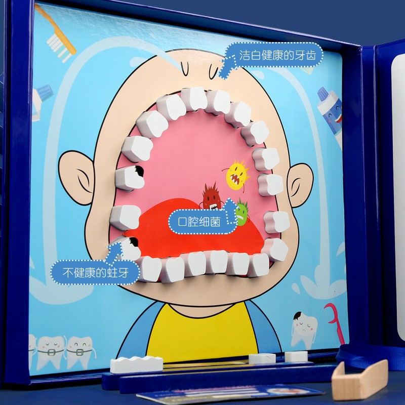 little dentist pretend play mainan kayu magnet dokter gigi