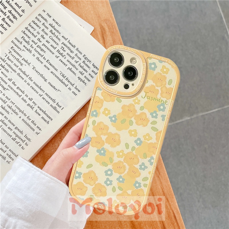 Soft Case TPU Motif Bunga Kuning Gaya Retro Untuk IPhone 7 8 Plus X XR 11 13 112 Pro Max XS Max 7 Plus 8 Plus 6 6s SE 2020