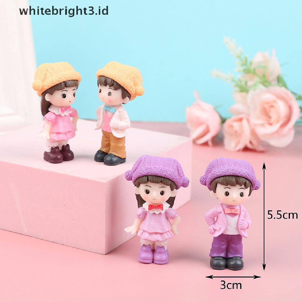 {whitebright3.id} 1Pair Micro-Landscape Romantic Couple Figurine Clown Hat Couple Dollhouse Decor ,