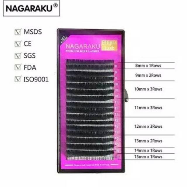 Nagaraku Ellipse Mix eyelash extension lembut Premium