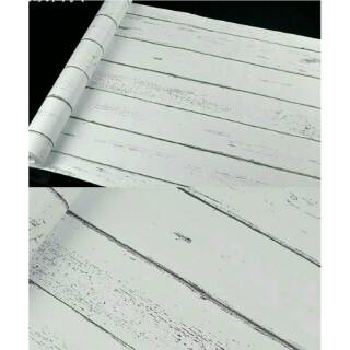 Wallpaper Sticker Dinding Papan Kayu Putih Walpaper Stiker | Shopee