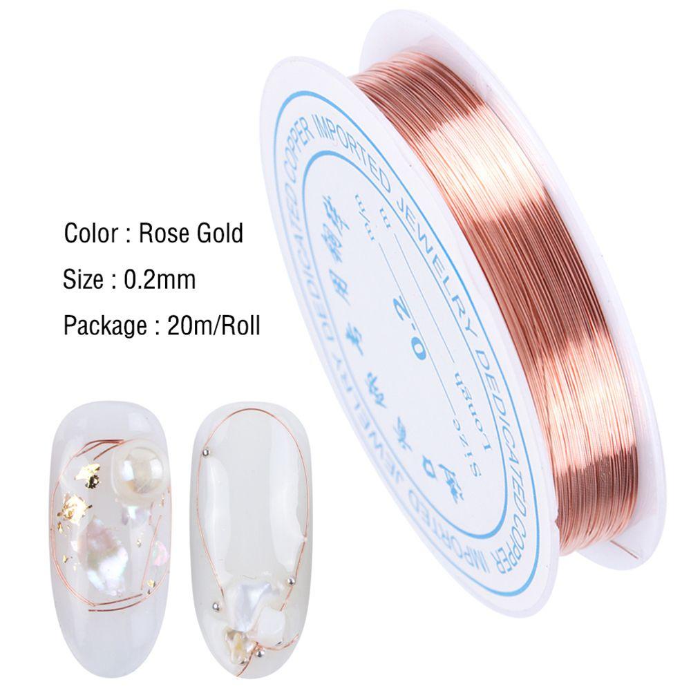 AUGUSTINA Dekorasi Kuku Agustina Super Tipis 0.2mm 20m /Roll Gold Silver Nail Tips Rose Gold Nail Art Garis Logam