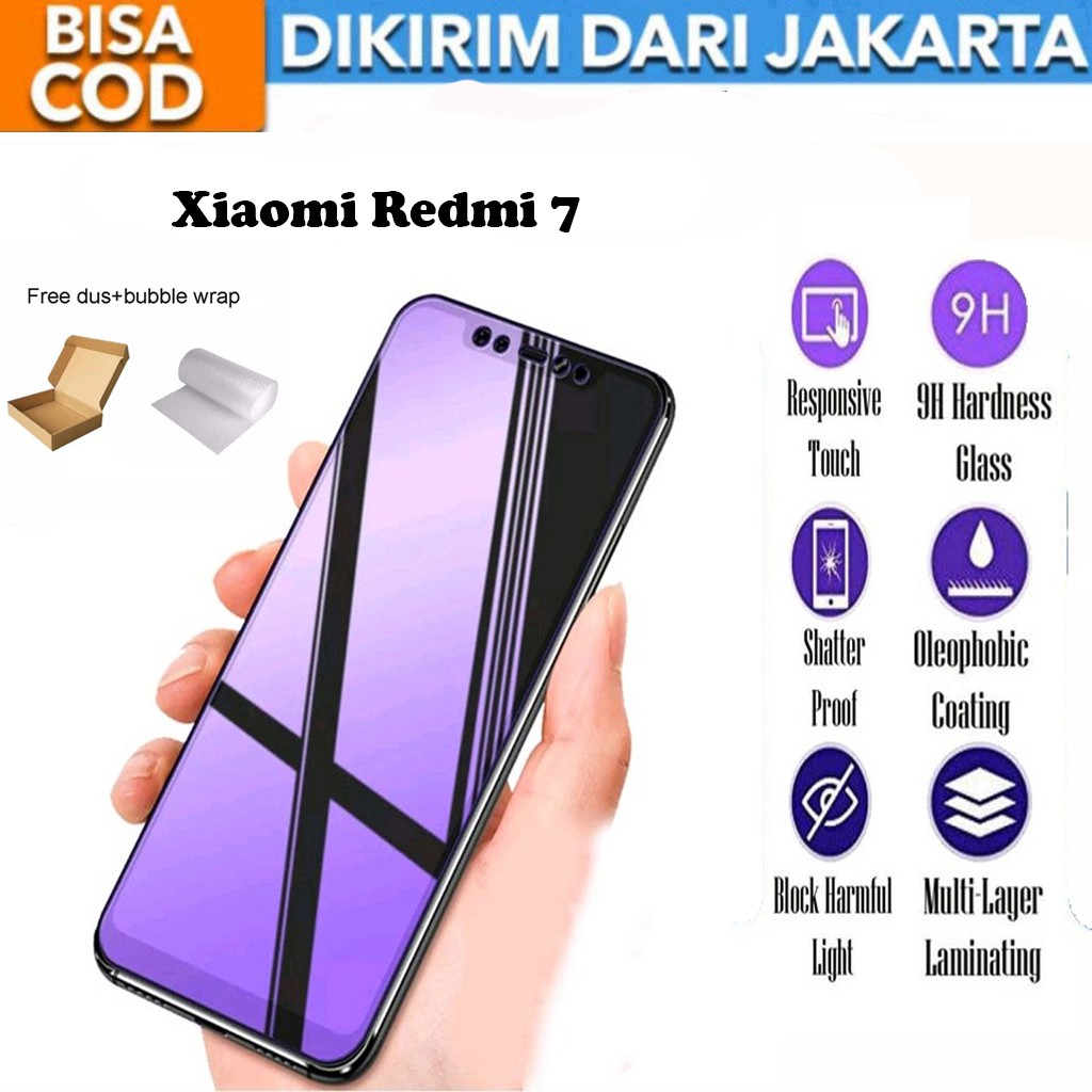 Tempered Glass Xiaomi Redmi 7 Matte Blue Light Anti Gores Full Screen Full Cover Protector