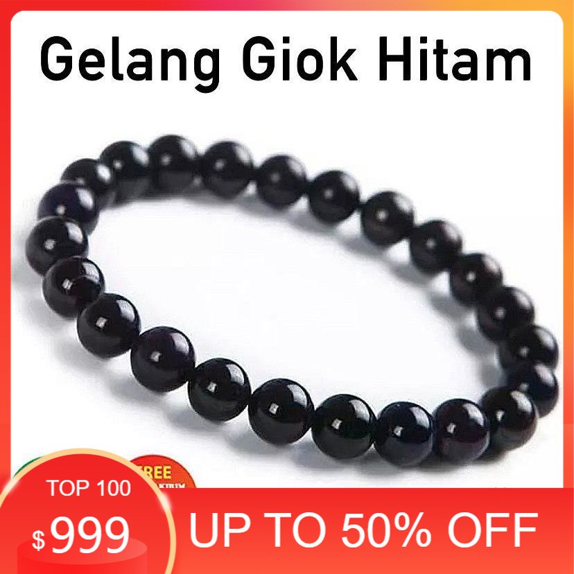 [Bayar di Tempat] Gelang Pria Batu Giok Hitam Asli Original Garansi Natural