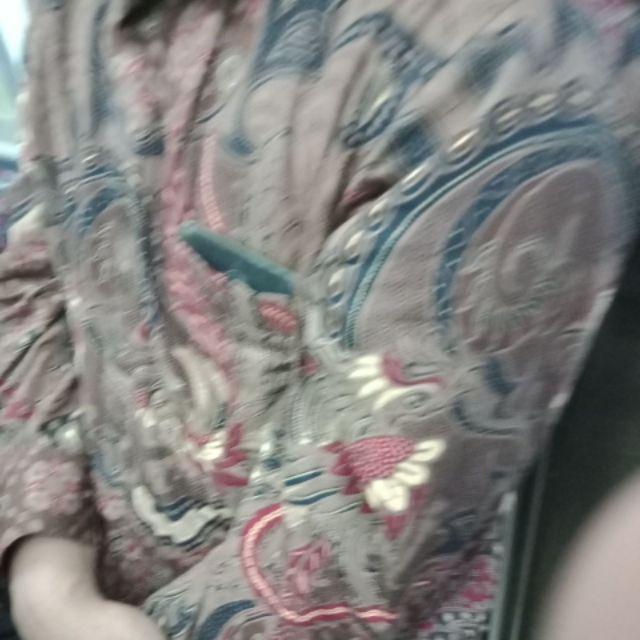 Gamis Cardi Lawasan Coklat Baju Batik Kantoran Wanita Formal Kondangan Harian Katun Halus Arabia