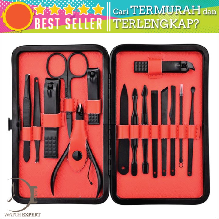 Bisa COD Alat Kecantikan Set Manicure Pedicure 15 in 1 - Biutte.co Art Red