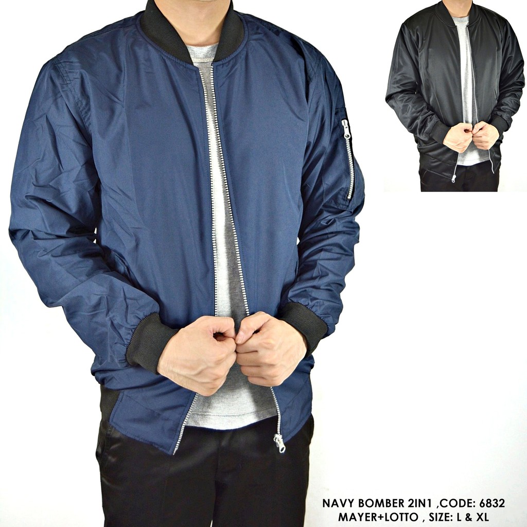 ONDENG88 JAKET  BOMBER  BIRU  POLOS PRIA Shopee Indonesia