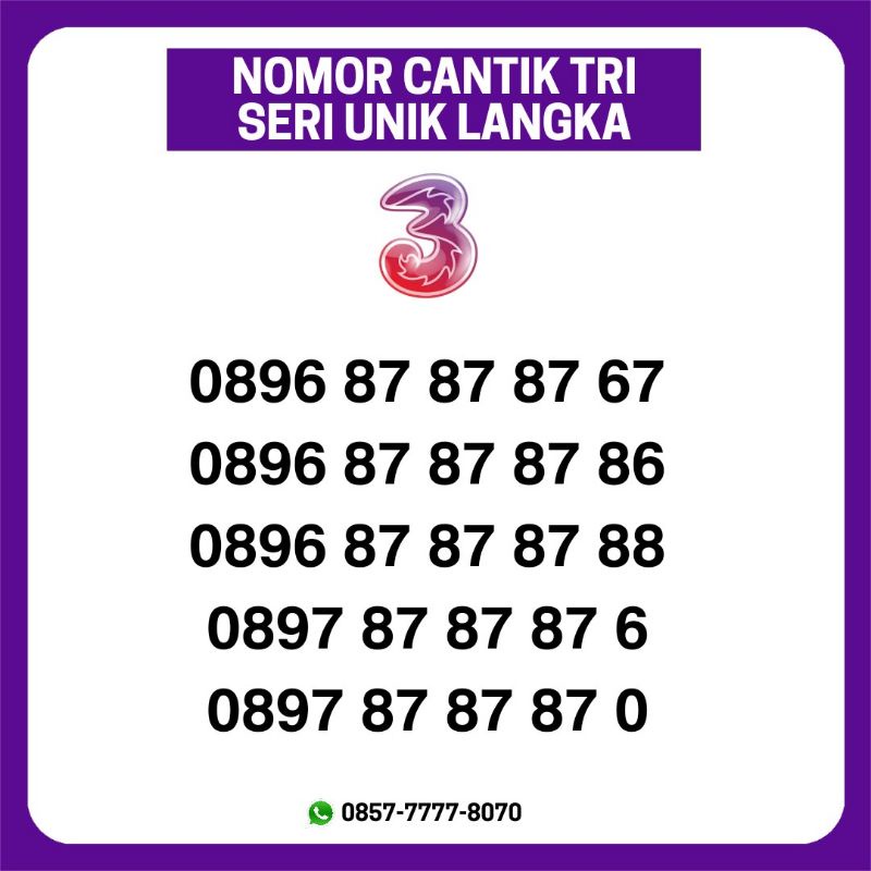 NOMOR CANTIK KARTU TRI THREE 3 UNIK LANGKA ABAB
