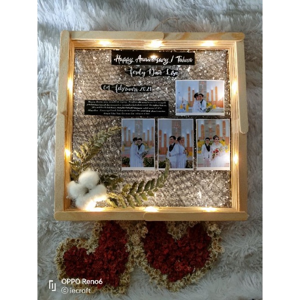 1 HARI JADI Flower in Frame Square Frame Kado Unik Kado Pernikahan Kado Ulang Tahun Kado Ultah Kado Wisuda Kado Anniversary Polaroid Frame