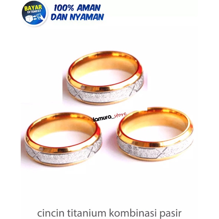 CINCINTERLARIS !!!! CINCIN WANITA CINCIN kombinasi pasir motif cincin titanium anti alergi cincin modis wanita bayar di tempat