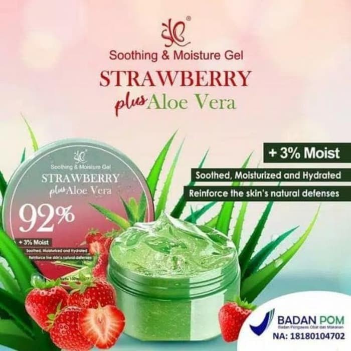 SYB Soothing &amp; Moisture Gel Aloe Vera 92% | Strawberry Plus Aloe Vera | Aloe Vera Plus Snail 93% | 100ml | BPOM (KIM)
