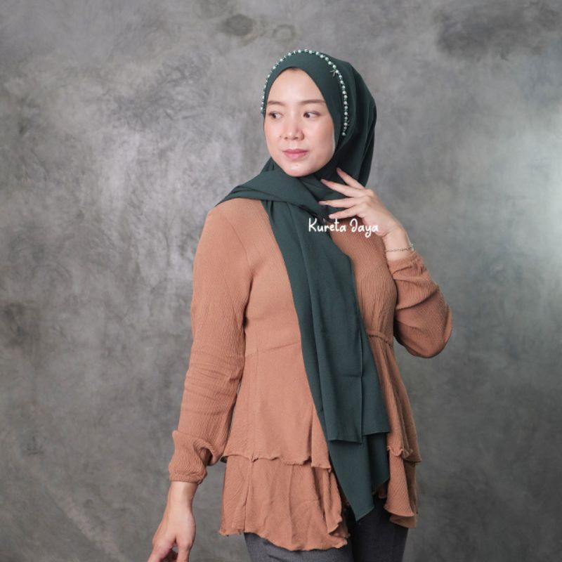 Pashmina Tali Instan Payet Diamond Strech Elastis Premium Pasmina Pesta Bando Swarosky Realpict Original PashminaPesta-GreenBottle