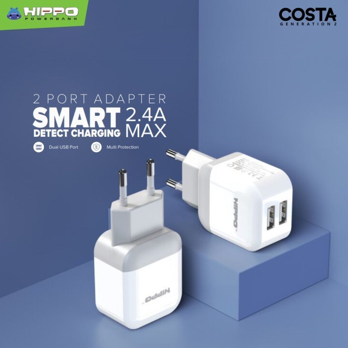 Hippo Costa Gen 2 Charger Adaptor Head / Batok kepala USB 2 Port 2.4A