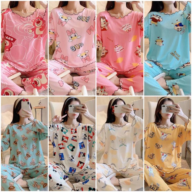 Baju Tidur Import Wanita Murah Piyama Import Wanita Motif Terbaru Jumbo LD120-150