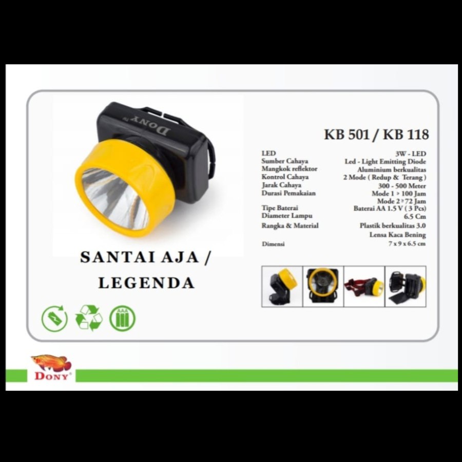 Senter kepala DONY baterai DN-501