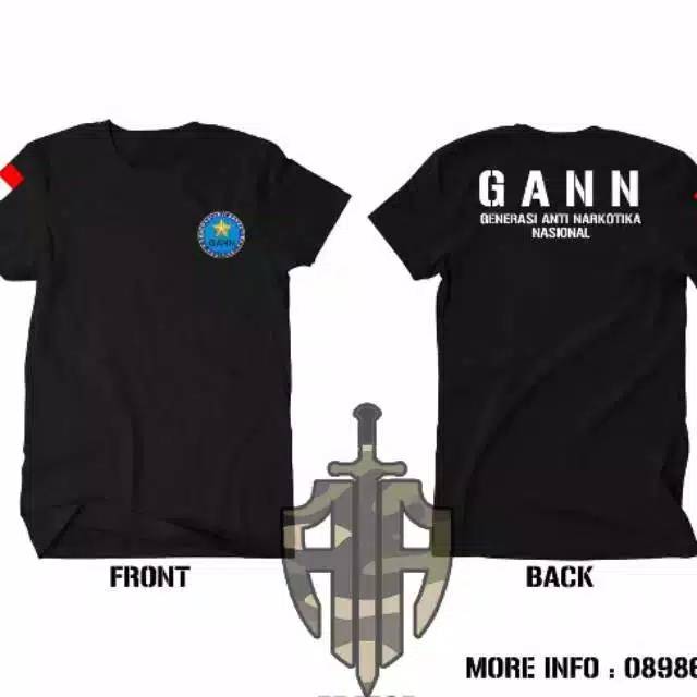 KAOS COTTON SABLON DTF Kaos T-Shirt Baju GANN Generasi ANTI NARKOBA