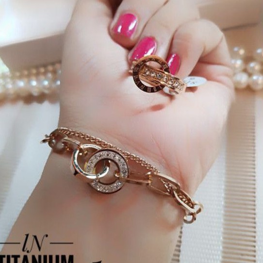 Titanium Gelang Dan Cincin Gold 0502n