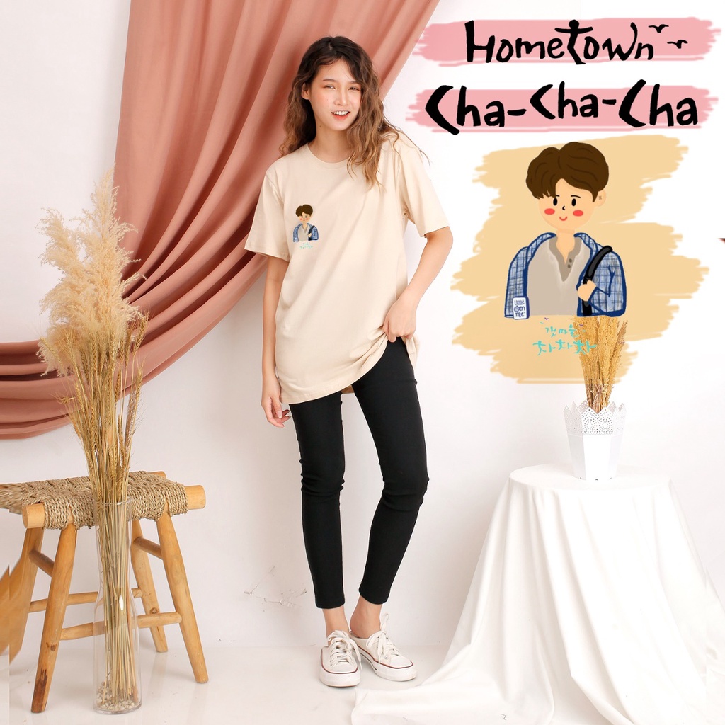 MYSTIQUE.ID-BAJU KAOS HOMETOWN CHA-CHA-CHA HONG DU SIK T-SHIRT LUCU DAN AESTHETIC