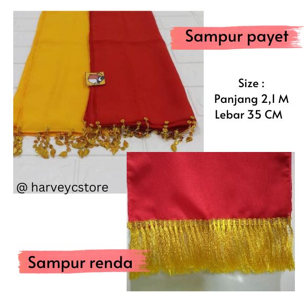 Sampur selendang tari warna merah kuning 2 meteran anak remaja / selendangtarianakmurah /Selendang t