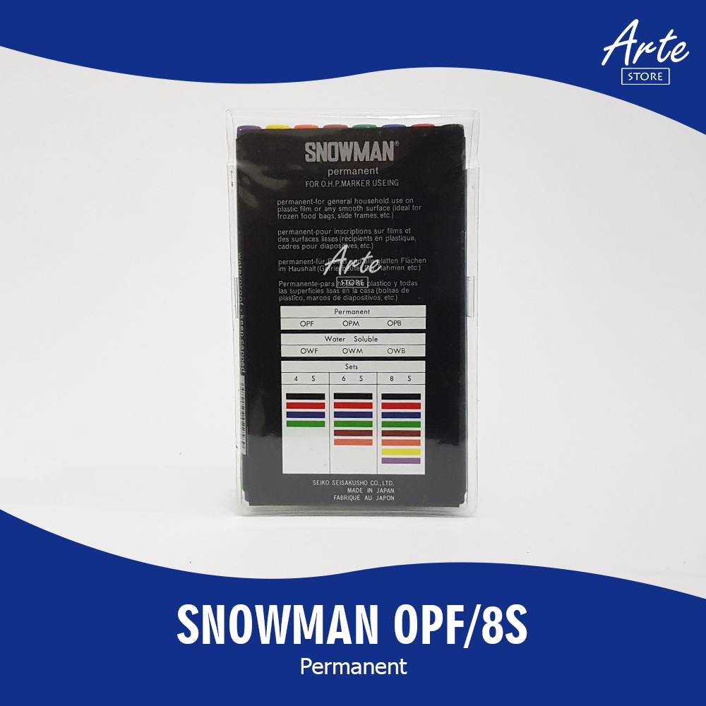 Spidol Snowman OHP OPF / OPM Set 8 Warna