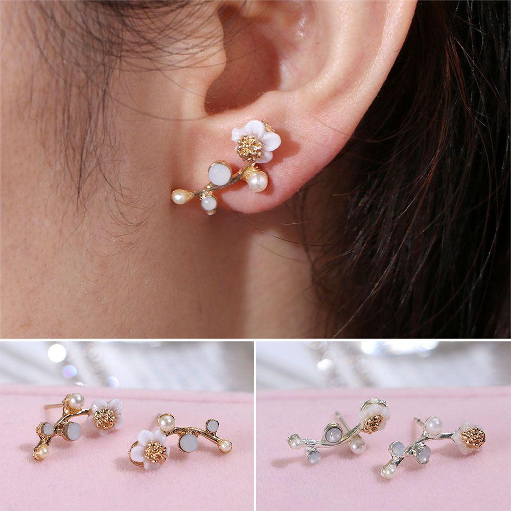 Lily Bunga Telinga Pejantan Elegan Fashion Perhiasan Pesta Wanita Gadis Sederhana Shell Stud Earrings