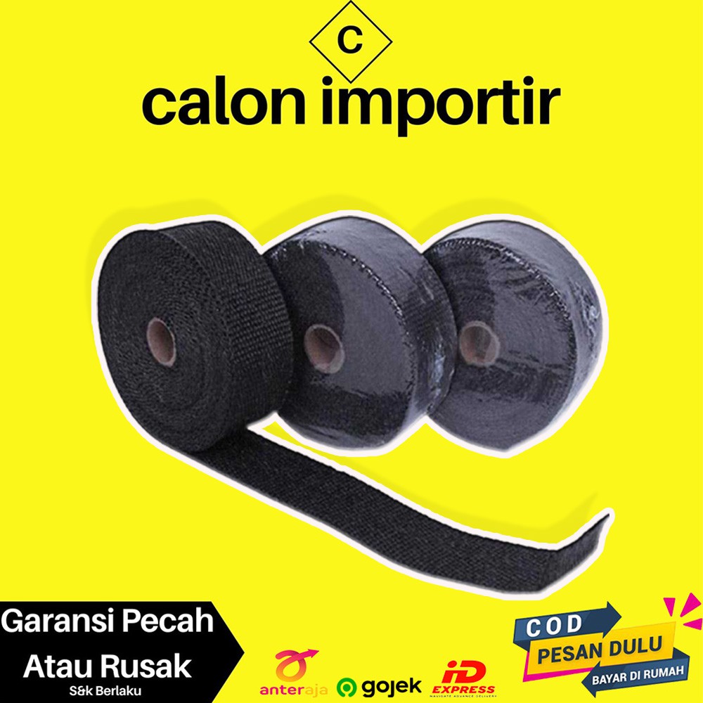 Lakban Perban Exhaust Wrap Kenalpot Knalpot Motor Peredam Panas Anti Karat Fiberglass Cloth 10m