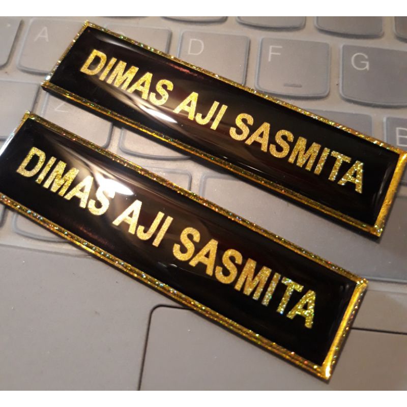 Nametag/nama dada magnet/name tag/nama dada/nametag magnet/nametag peniti resin-HOLOGRAM GOLD