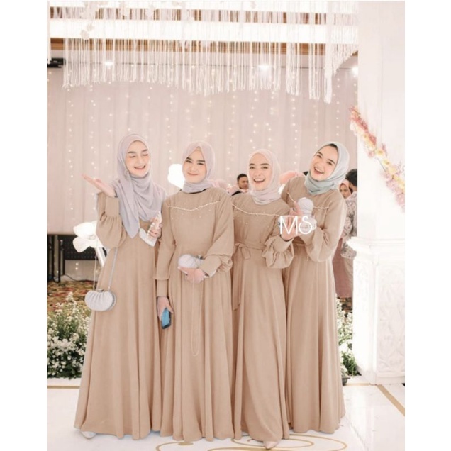 MAXY LUNARA MUTIARA, MOSCREPE, GAMIS HIJAB MUSLIM, MAXY DRESS, 2 UKURAN