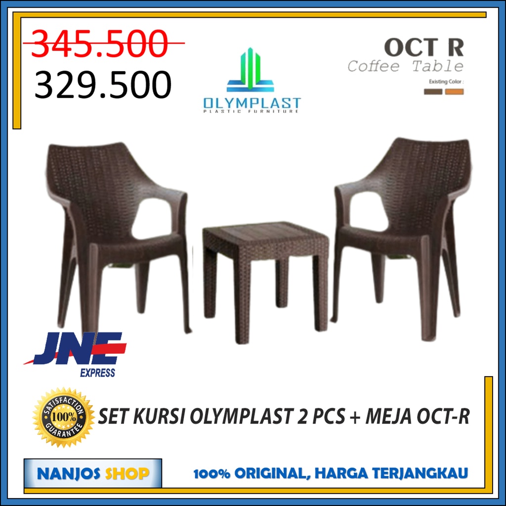 [ FREE ONGKIR &amp; BISA COD ] JNE SET 2 Kursi OLYMPLAST OL 508 Kursi Santai + 1 Meja OCT R Meja