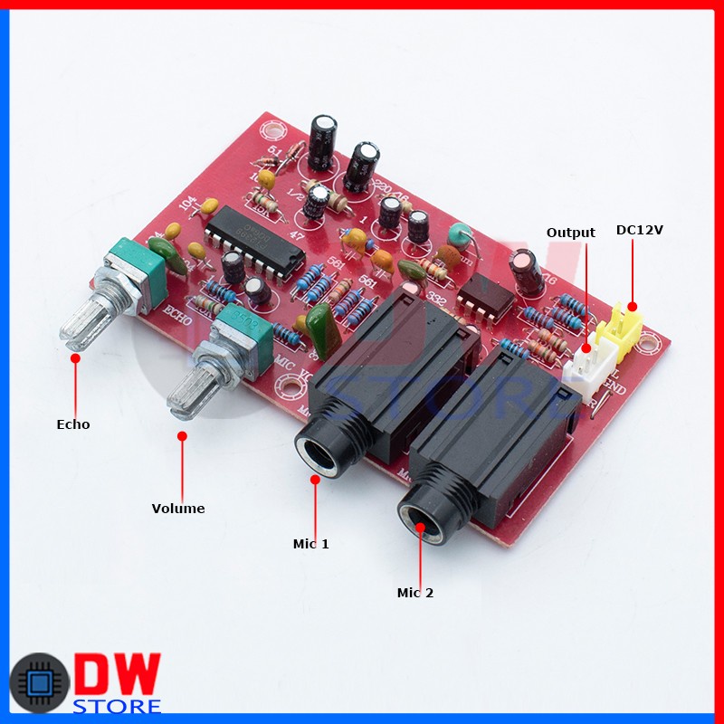 Modul PT2399 Karaoke 2 channel Microphone Echo Reverb Efek Gema Mic