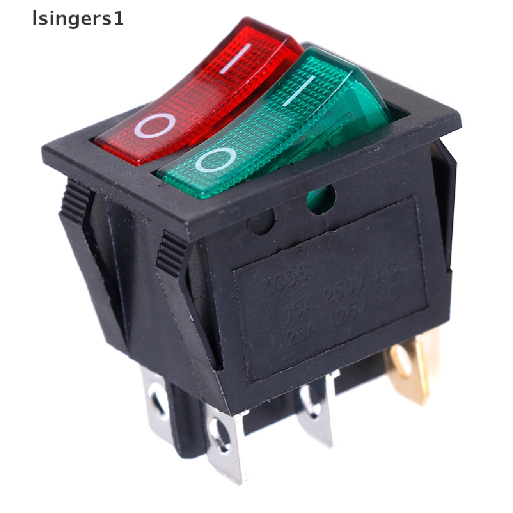 (lsingers1) Saklar rocker on / off 6 pin 250V / 15A 125V / 20A Dengan Lampu Merah / Hijau