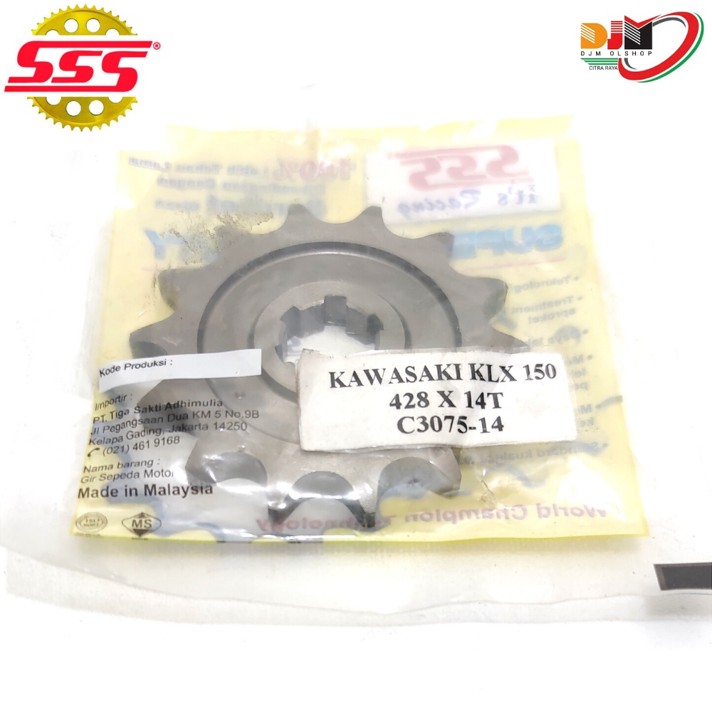 SSS Gear Depan Kawasaki KLX 150  SSS 428 13T 14T 15T