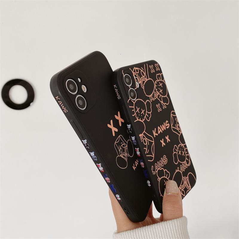 Soft case Silikon Karet Anti Jatuh Motif print Beruang Emas Hitam Untuk iPhone 12promax 7 8Plus SE X XS XR 12 11 11promax