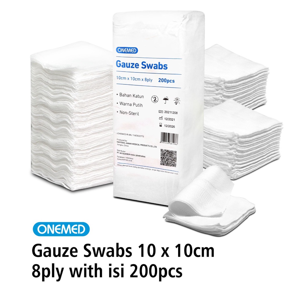 Kasa Lipat Gauze Swabs 10x10cm 8ply OneMed Pak isi 200 OJ