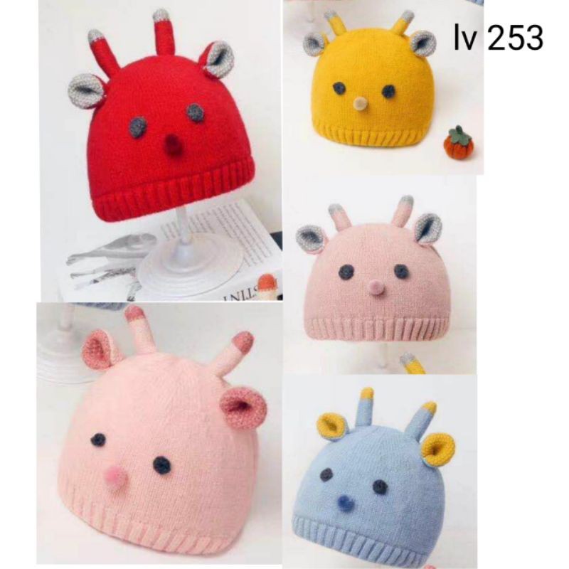 topi kupluk rajut bayi pompom baby anak import korea lucu impor perempuan laki cowo cewe cewek cowok