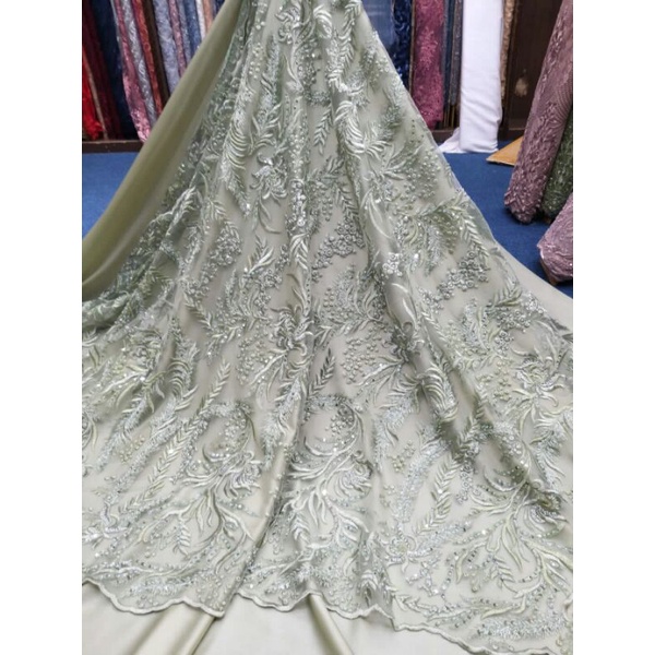 bahan tille payet kain tulle brokat kebaya gaun pengantin