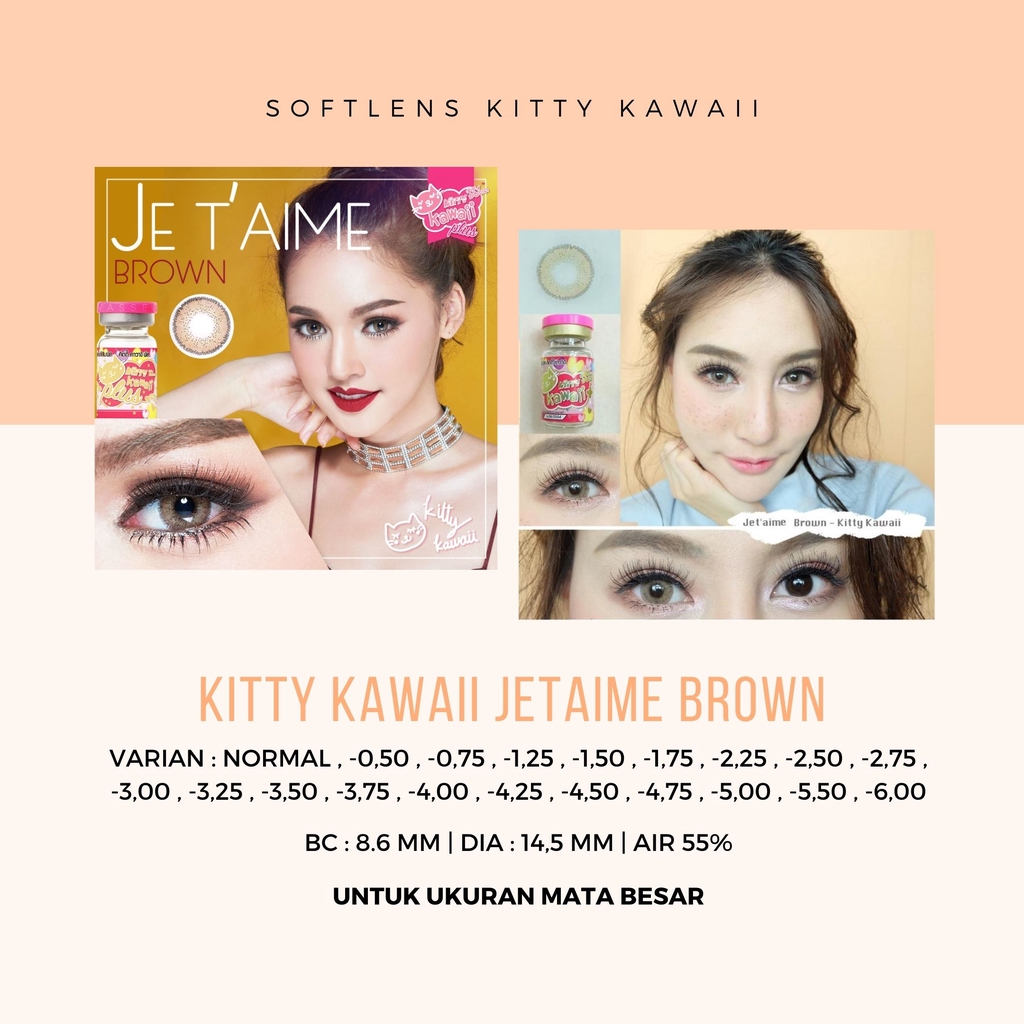 SOFTLENS KITTY KAWAII JETAIME BROWN -NORMAL/MINUS / SOSFTLENS MATA / LENSA MATA