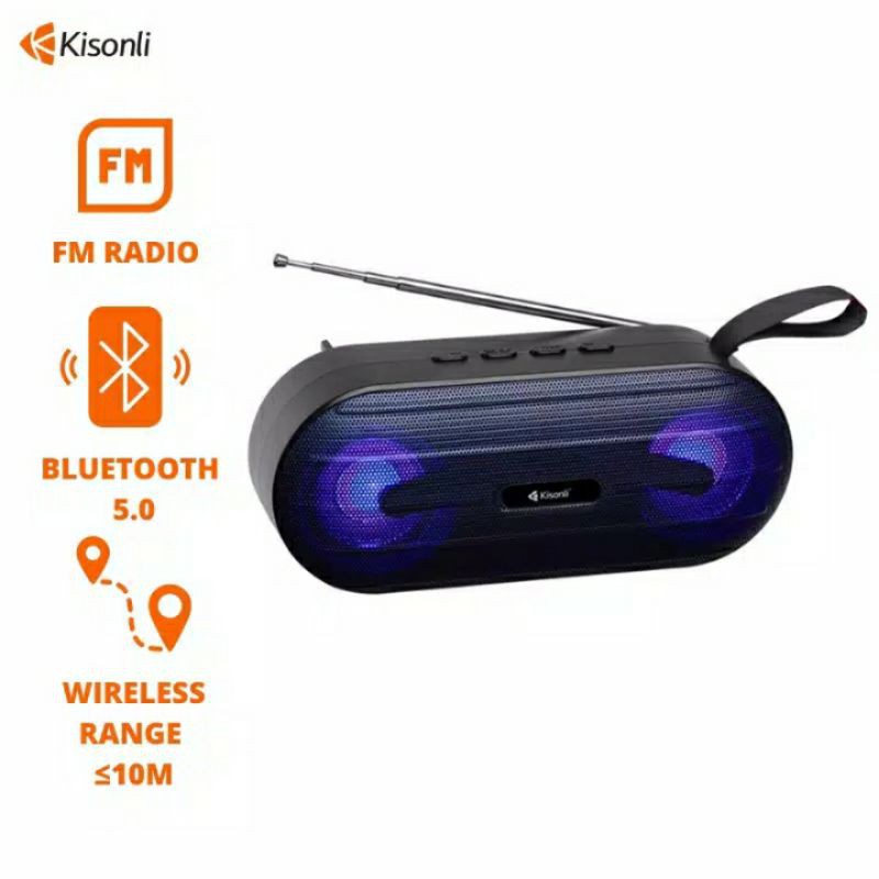 Kisonli speaker Bluetooth portabel with antena Radio FM,USB