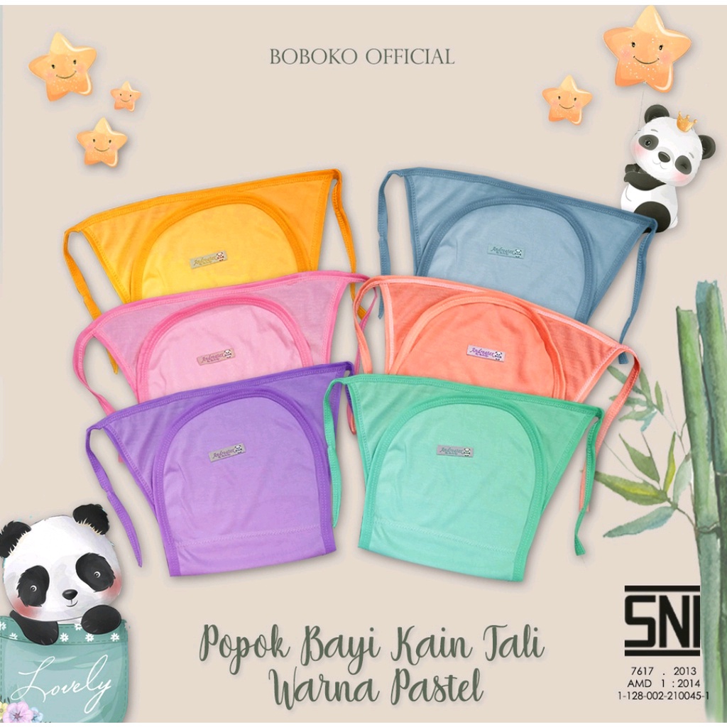 6 PCS POPOK BAYI KAIN TALI  MIX 6 WARNA // POPOK BAYI TALI WARNA PASTEL