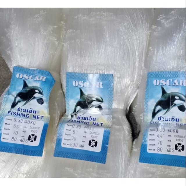 JARING OSCAR 0.30MM 4INCI-6½ INCI 70x80 YOKO JARING SENAR DOUBLE KNOT PUKAT PUKET JARING IKAN