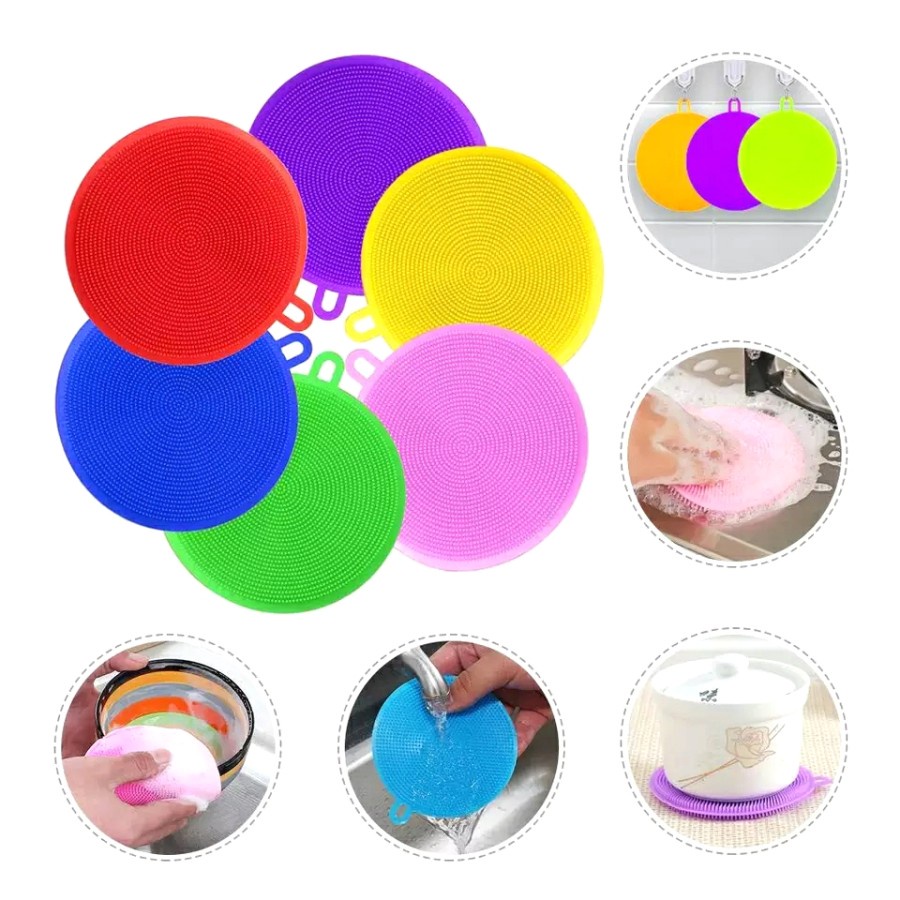 Spon Cuci Piring Silikon Dish Sponge Silicone Cleaning Wash Brush Pan