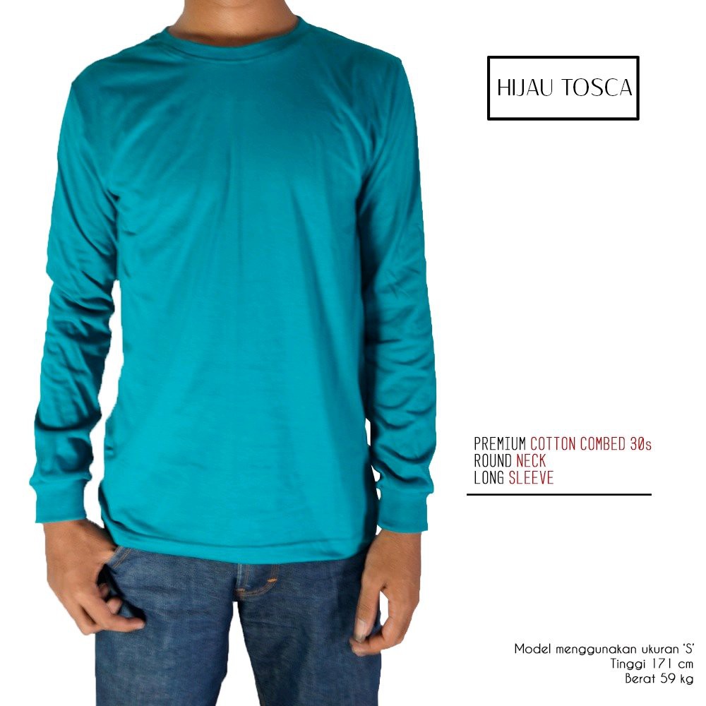 MURAH Kaos polos panjang Hijau tosca tua