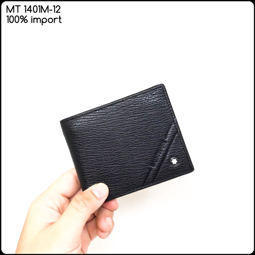 dompet kulit pria M series warna hitam dompet import super premium dapat box bahan kulit sapi