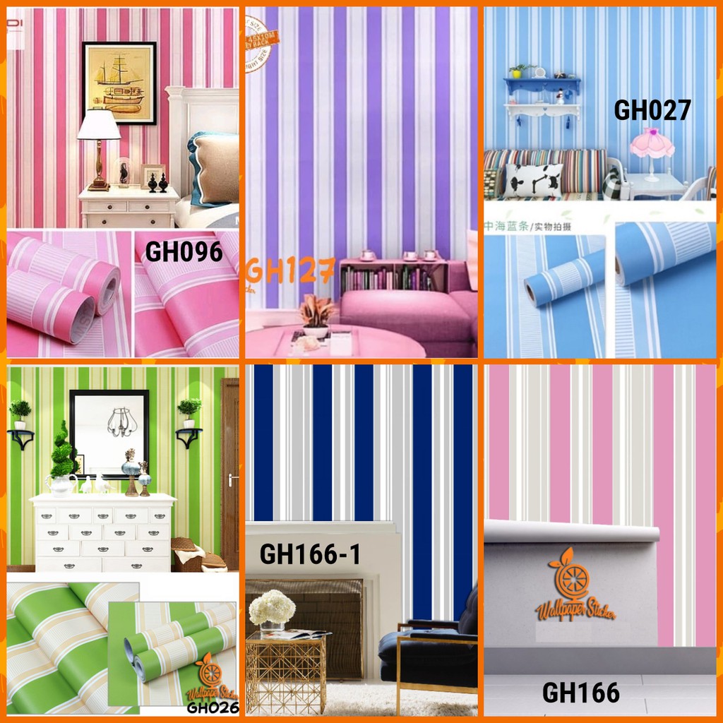 Wallpaper Dinding Wallpaper Stiker Wallpaper dinding Anak Gh Premium Quality 45CM x 8Meter Salur Elegan