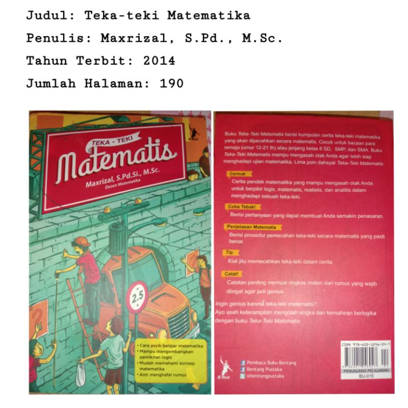 PRELOVED BUKU EDUKASI - TEKA-TEKI MATEMATIKA